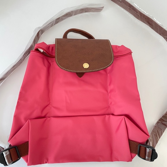 Longchamp Le Pliage Nylon Backpack FLOWER PINK New - Picture 4 of 14